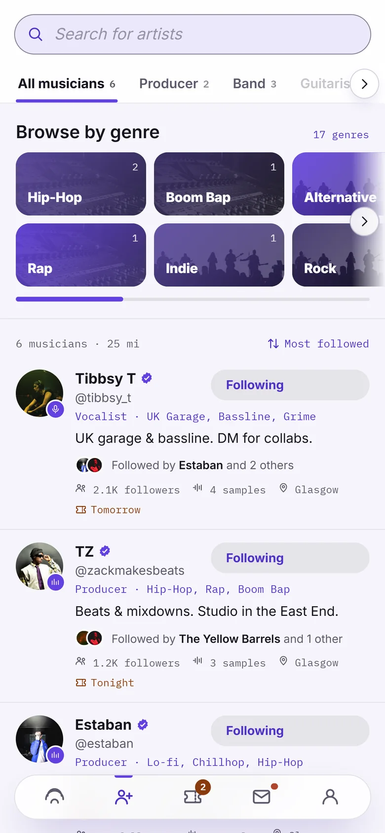 Amplify preview: Discover, with genres to browse and local musicians to follow